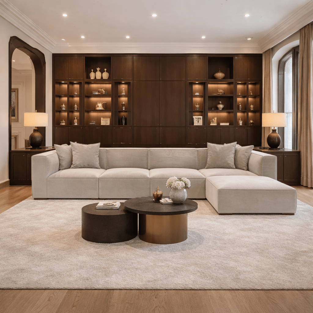 Banken - Modulaire XXL hoekbank beige linnen 430 cm breed Sora - Dimehouse