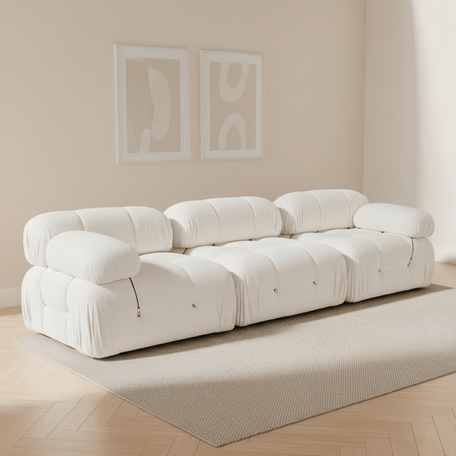 Modular sofa 3-seater Bubble bouclé white
