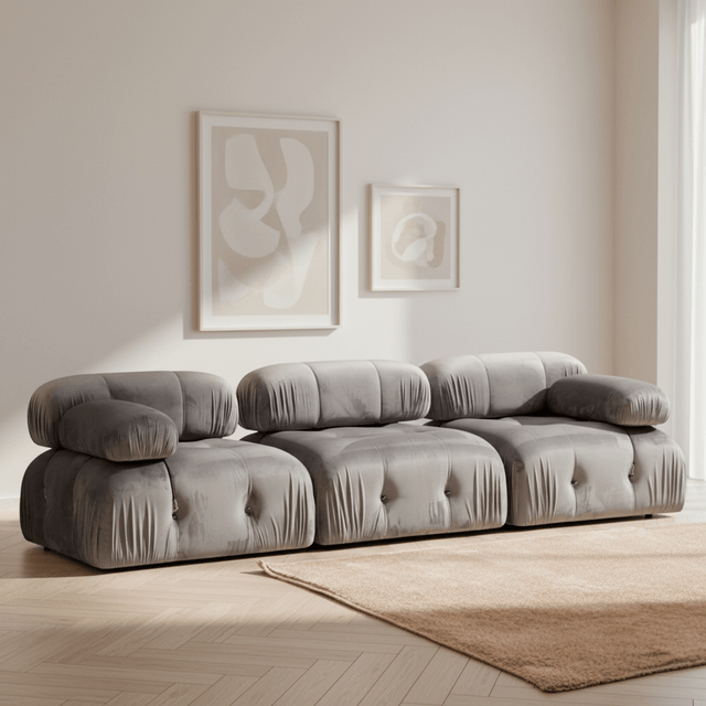Modular sofa 3-seater Bubble velvet gray