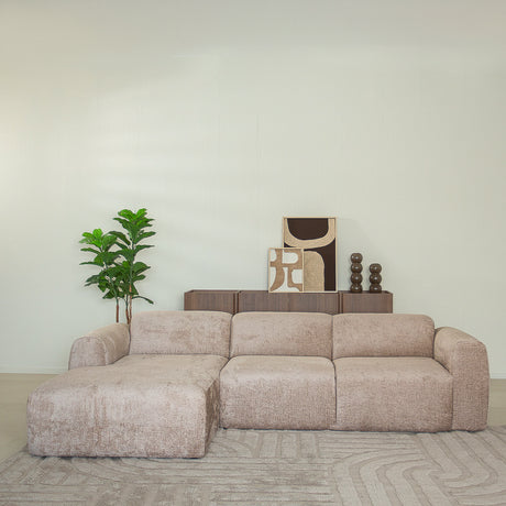 Corner sofa sand chenille fabric - 292x169 cm - Shane - left