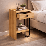 Bedside table Sirius Left oak melamine 32x61x30 cm