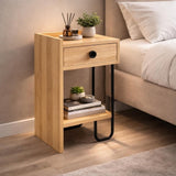 Bedside table Sirius Left oak melamine 32x61x30 cm
