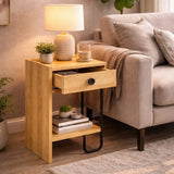 Bedside table Sirius Left oak melamine 32x61x30 cm