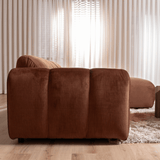 Sofas-Corner sofa with lounge copper velvet textured fabric - stripes - right - Brix-Dimehouse