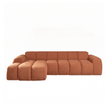 Sofas-Corner sofa with lounge copper bouclé fabric - stripes - left - Brix-Dimehouse