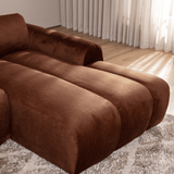 Sofas-Corner sofa with lounge copper velvet textured fabric - stripes - right - Brix-Dimehouse