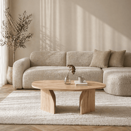 Organic Coffee Table Oak Melamine - 105x65 cm - Rack
