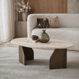 Organic Coffee Table Walnut Melamine Rack - 105x65 cm 