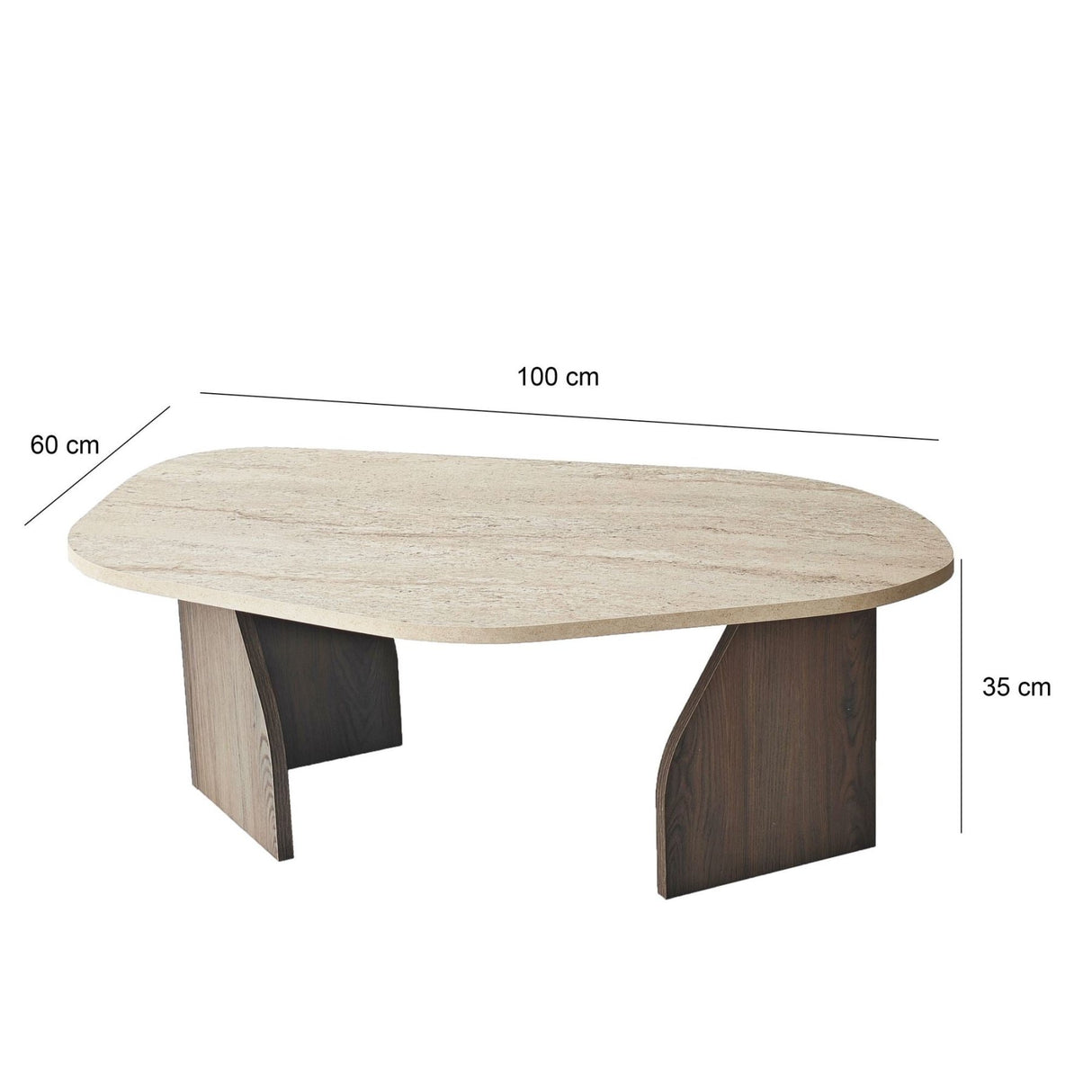 Organic Coffee Table Walnut Melamine Rack - 105x65 cm 