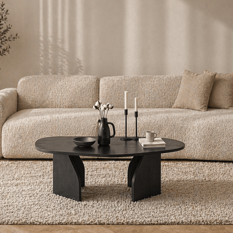 Organic Coffee Table Black Melamine - 105x65 cm - Rack