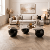 Living room table Sphere Tempered glass Black Bronze 120x70x30 cm Black Bronze Tempered glass 