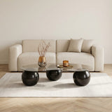 Living room table Sphere Tempered glass Black Bronze 120x70x30 cm Black Bronze Tempered glass 