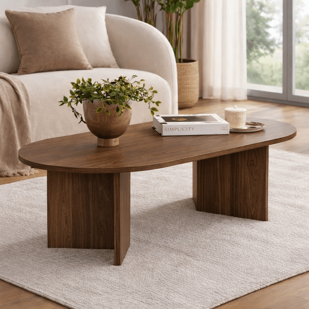 Oval Coffee Table Walnut Look Sabla - 119x60 