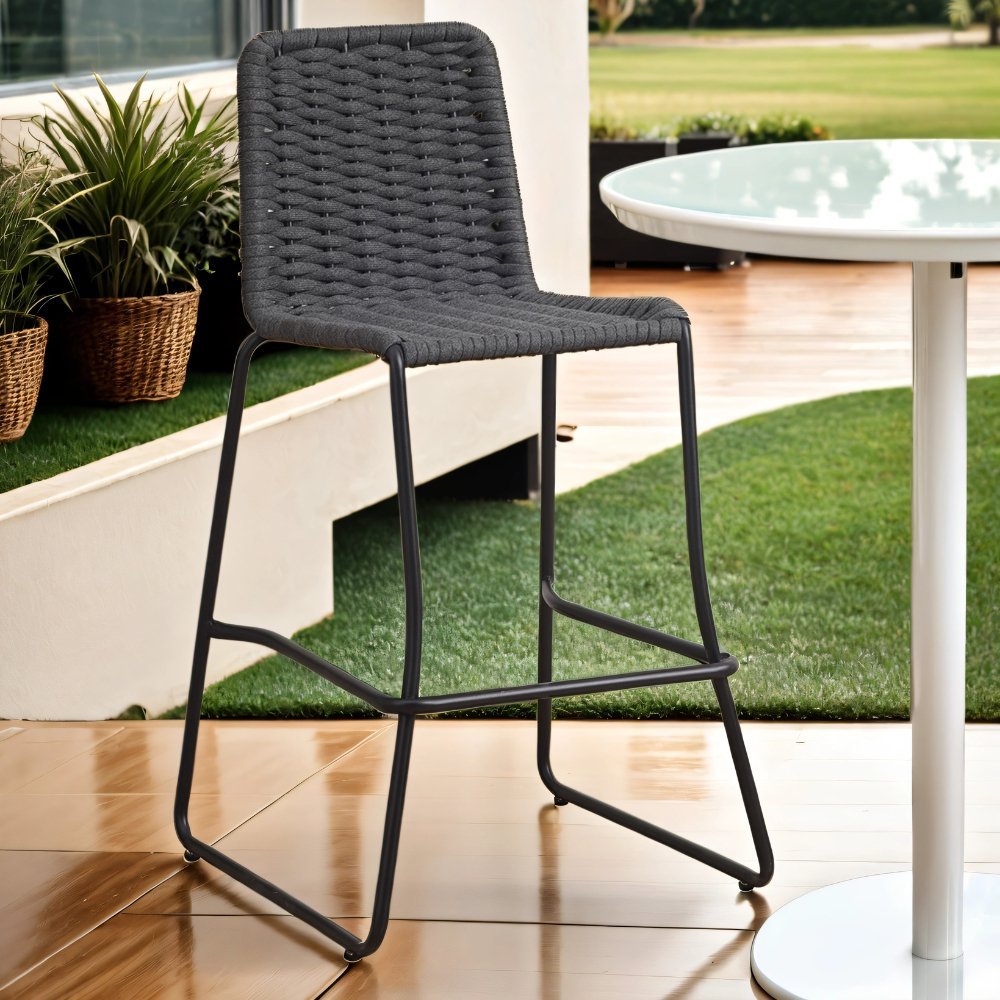 Garden Bar Stool Outdoor Anthracite Ray Woven Rope