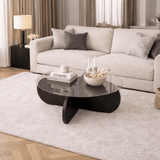 Aris Round Coffee Table 75 cm Tinted Glass - Black Base 