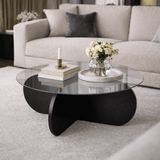 Aris Round Coffee Table 75 cm Tinted Glass - Black Base 