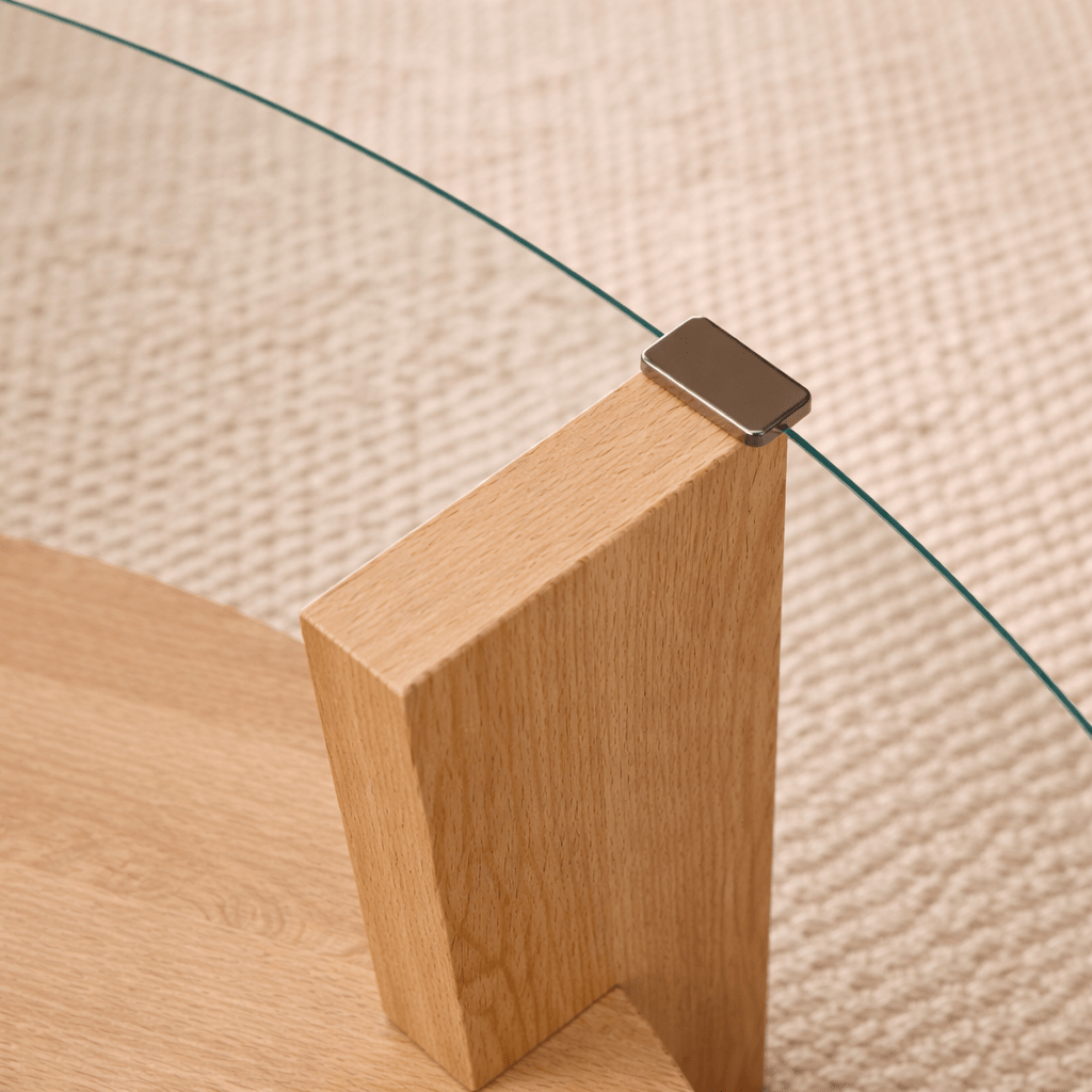 Cairo Coffee Table Round Ø75 cm Sapphire Oak - Glass 75x75x40 cm 