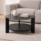 Cairo Coffee Table Round Ø75 cm Black - Smoke Glass 75x75 cm 