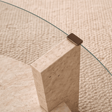 Cairo Coffee Table Round Ø75 cm Travertine - Glass 75x75x40 cm 