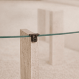 Cairo Coffee Table Round Ø75 cm Travertine - Glass 75x75x40 cm 