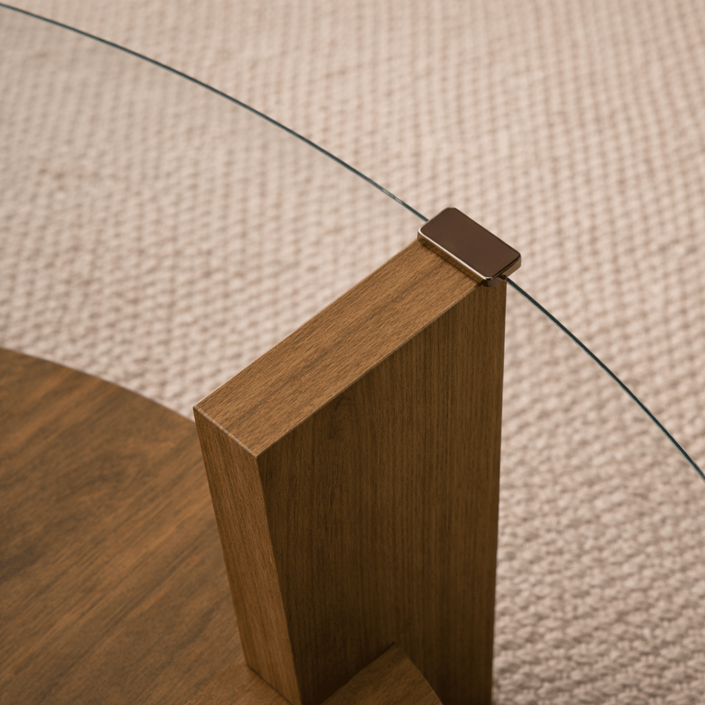 Cairo Coffee Table Round Ø75 cm Walnut - Glass 75x75x40 cm 