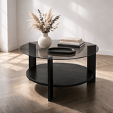 Cairo Coffee Table Round Ø75 cm Black - Smoke Glass 75x75 cm 