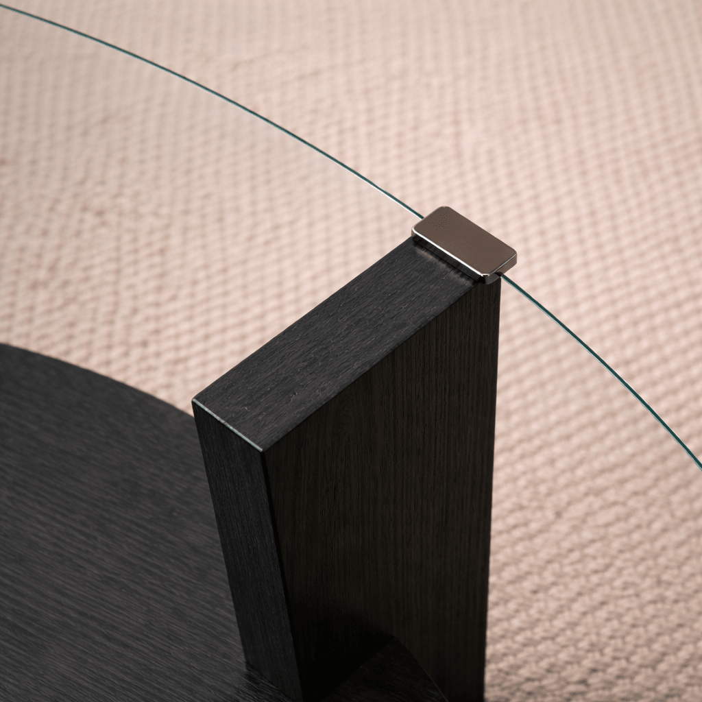 Cairo Coffee Table Round Ø75 cm Black Wood - Smoke Glass 75x75 cm 