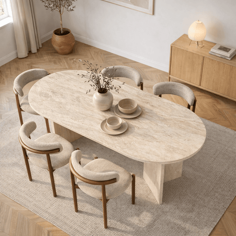 Sablin Dining Table Melamine Travertine 180x89.5x75 cm 
