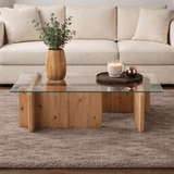 Coffee Table Atlantic Pine Wood Melamine Glass Opal 105x65x30 cm 