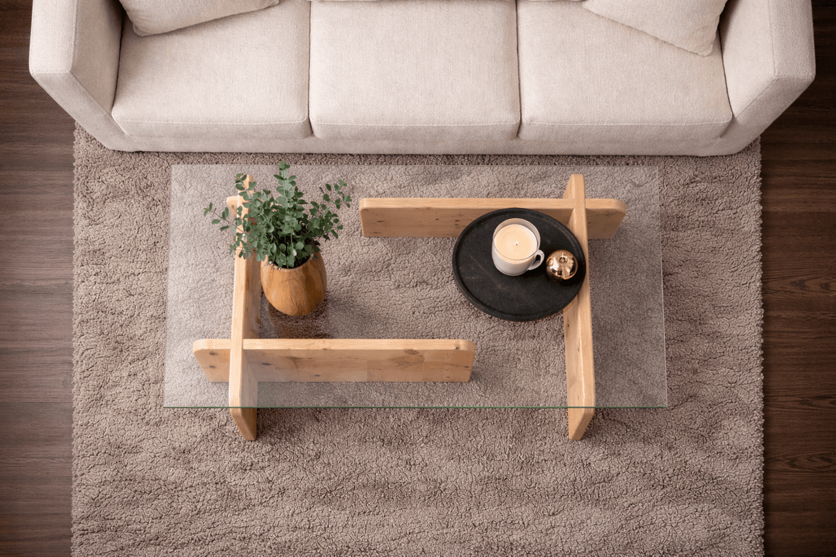 Coffee Table Atlantic Pine Wood Melamine Glass Opal 105x65x30 cm 