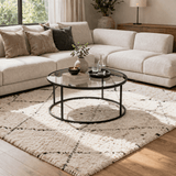 Coffee Table Glass Round 80 cm Barlin - Black Frame 