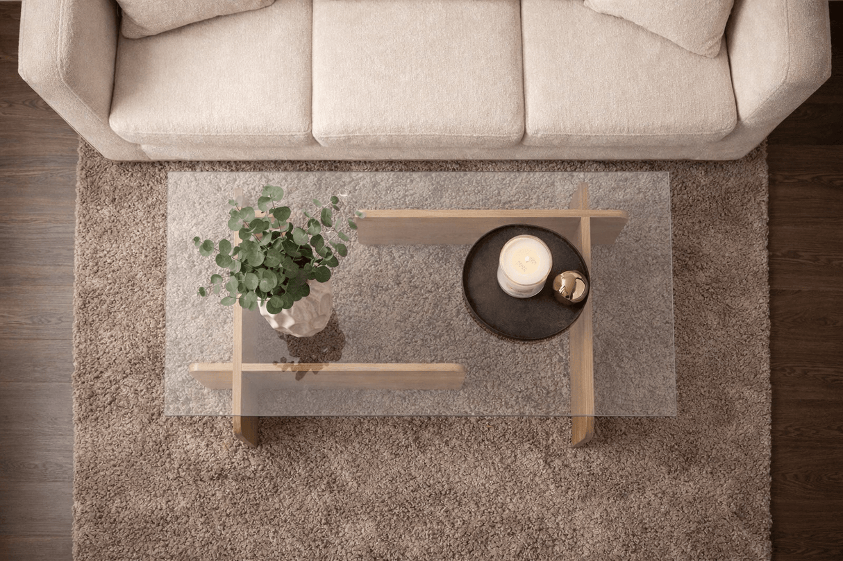 Coffee table Natural Glass Opal 105x65x30 cm 
