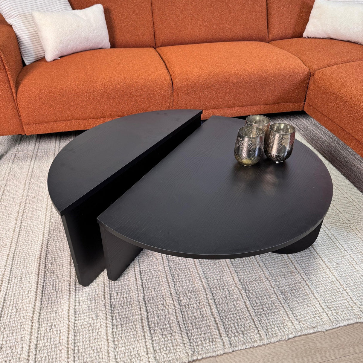 Round Coffee Table Black Tiered Melamine 85 cm Orin 