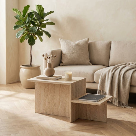 Beige Marble Look Melamine Coffee Table Eterna 