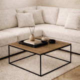 Salontafels - Vierkante salontafel Houtlook Melamine - 75x75 cm - Pola - Dimehouse