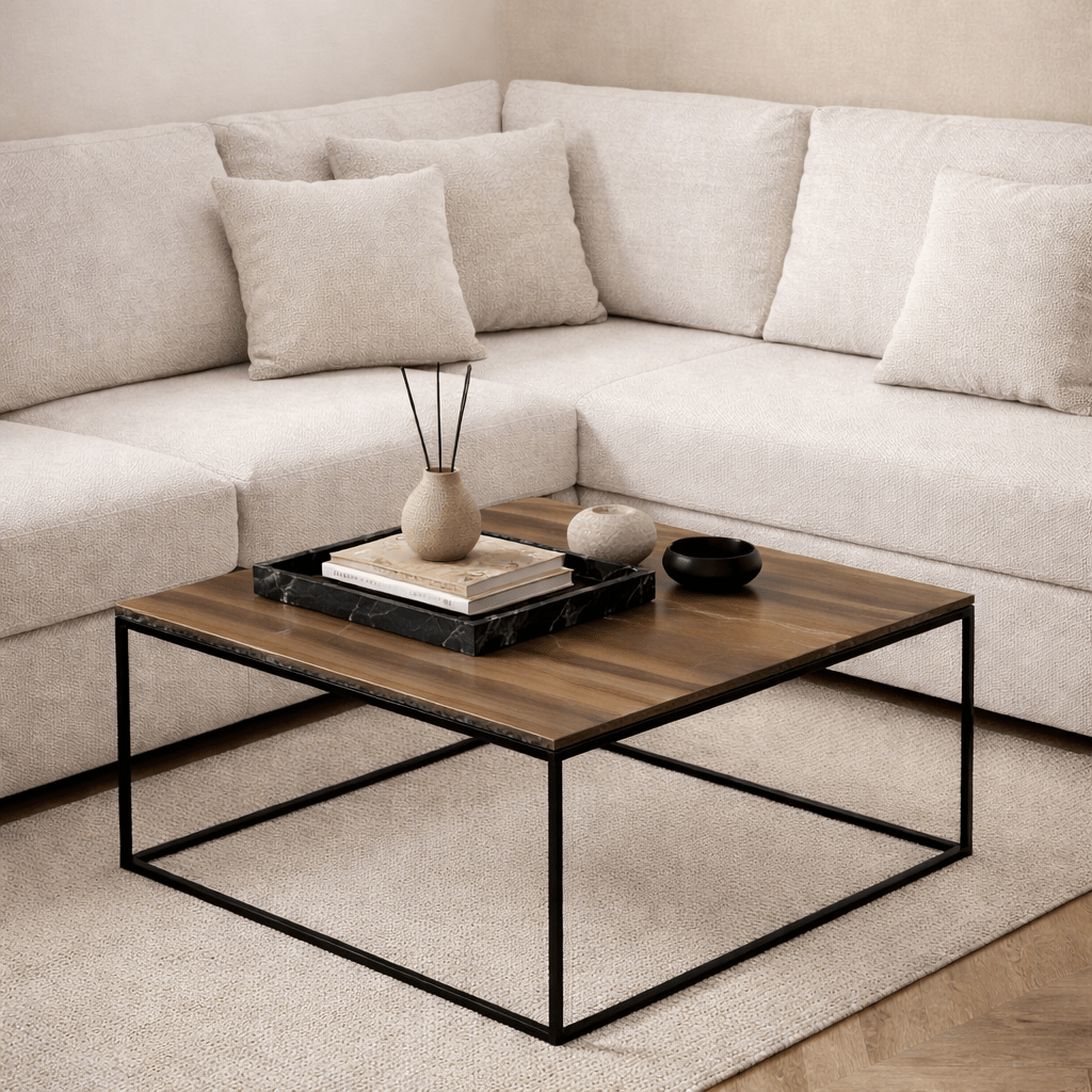 Salontafels - Vierkante salontafel Walnoot - 75x75 cm - Pola - Dimehouse
