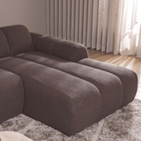 Sofas-Corner sofa with lounge soft brown bouclé fabric - stripes - right - Brix -Dimehouse