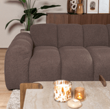 Sofas-Corner sofa with lounge soft brown bouclé fabric - stripes - right - Brix -Dimehouse