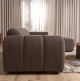 Sofas-Corner sofa with lounge soft brown bouclé fabric - stripes - right - Brix -Dimehouse