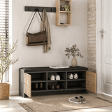 Shoe cabinet Oak with anthracite Melamine - six compartments - 110x43x37 cm - Zulla