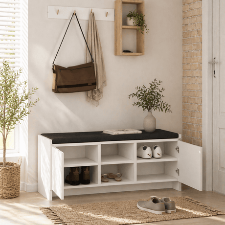 Shoe cabinet Zulla white melamine 110x43x37 cm