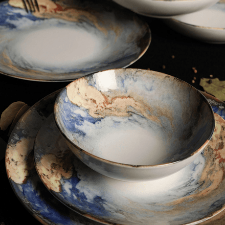 Dinner Set (24 Pieces) - Servies set porselein - 24 delig - Kosmisch blauw - Cosmic - Dimehouse