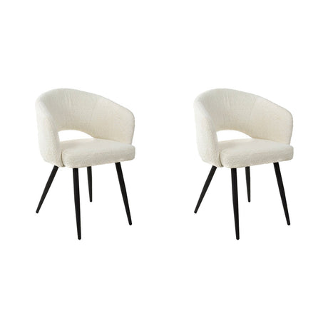 Set of 2 dining chairs Cargo Bouclé White 