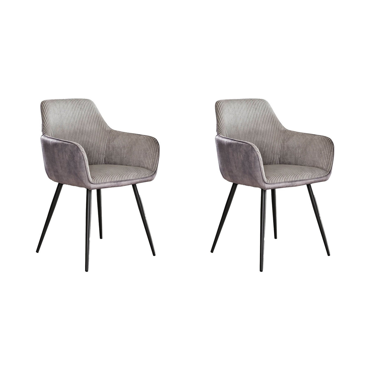Set of 2 dining chairs Rivo Rib Rock Silver 