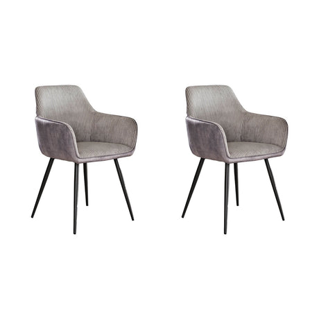 Set of 2 dining chairs Rivo Rib Rock Silver 