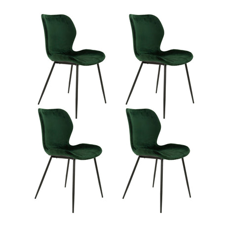 Set of 4 dining chairs Argo Velours Green 