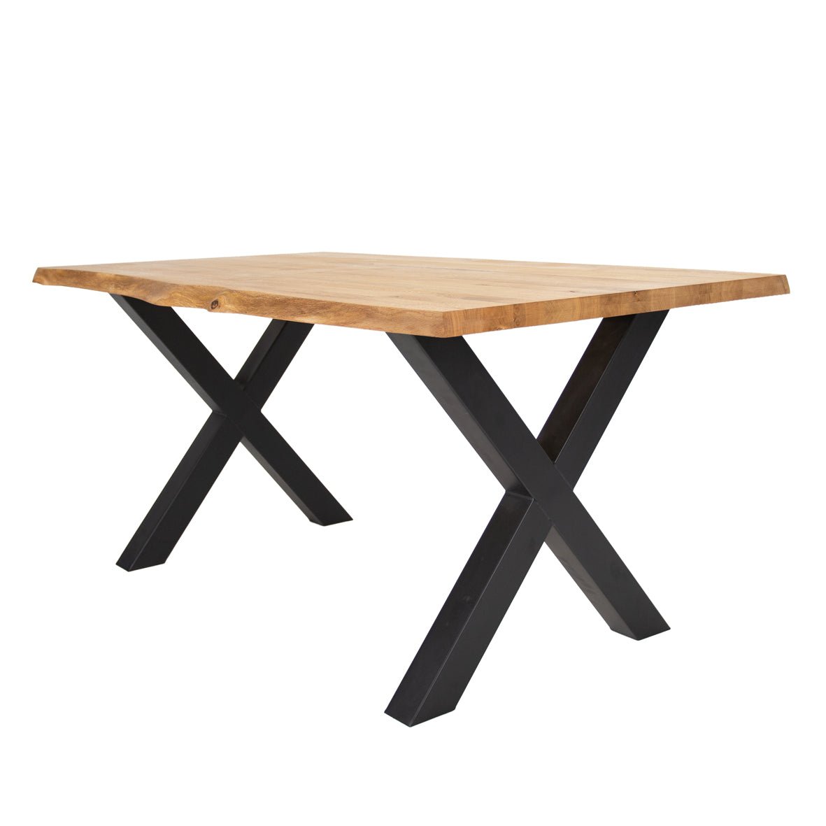 Dining Table Revi Oak - Tree Trunk Shape - Black X-Leg