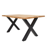 Dining Table Revi Oak - Tree Trunk Shape - Black X-Leg