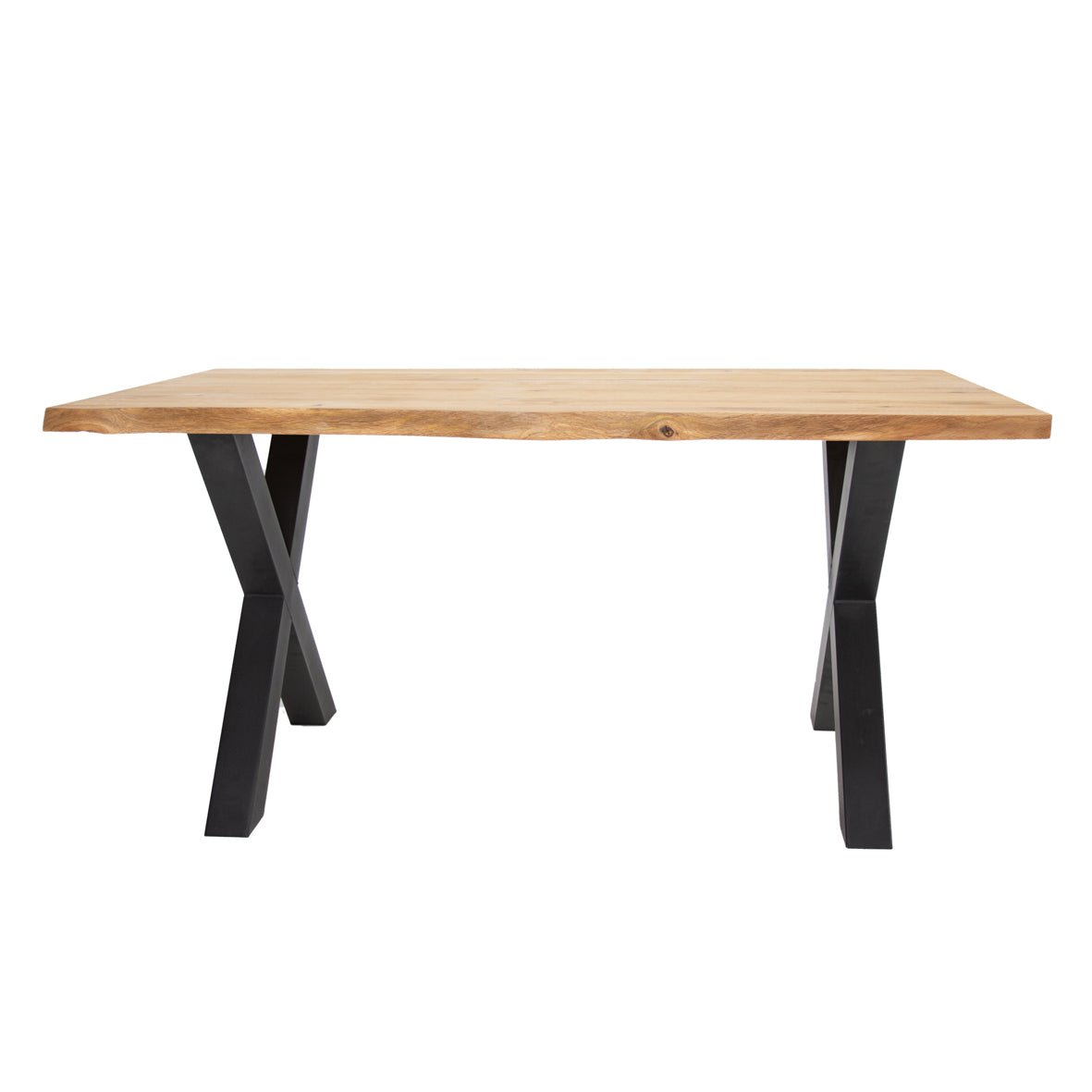 Dining Table Revi Oak - Tree Trunk Shape - Black X-Leg