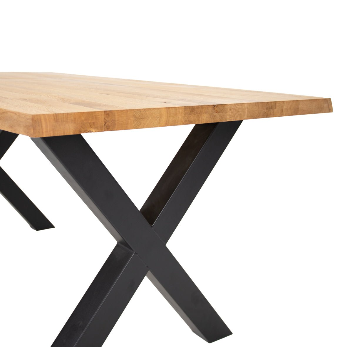 Dining Table Revi Oak - Tree Trunk Shape - Black X-Leg